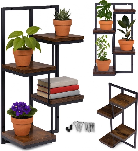 Estantería colgante para flores de 4 niveles estilo loft ModernHome