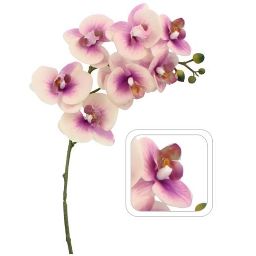 Rama artificial de orquídea 82 cm rosa-blanca