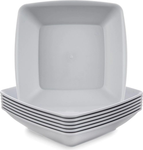 Platos hondos de plástico Sandy 17,5 cm, 500 ml, grises, 6 uds.
