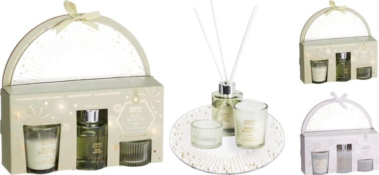 Set de regalo con difusor de aroma, velas y portavelas