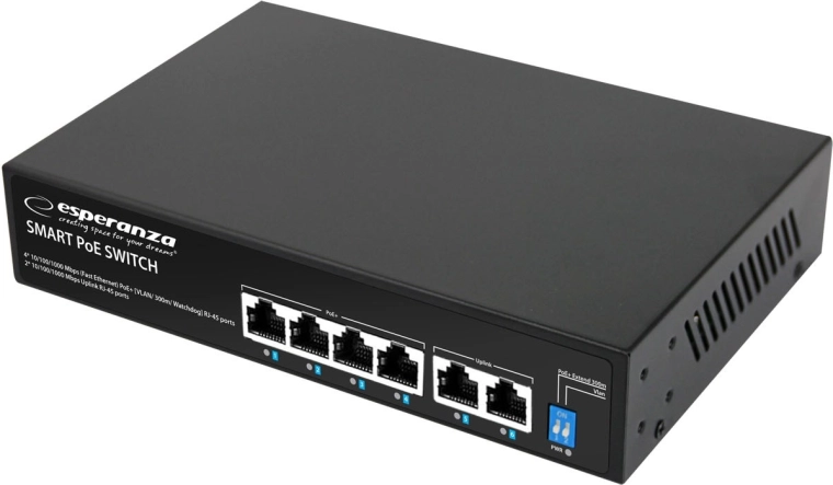 Switch de red PoE Esperanza GOLIATH de 6 puertos 65 W