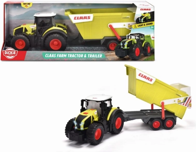 Tractor CLAAS con remolque basculante, 64 cm, con luces y sonidos