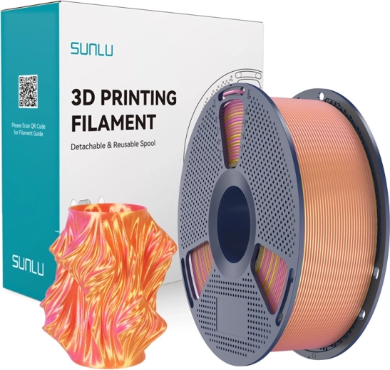 Sunlu PLA+ Silk filamento bicolor para impresión 3D rosa y dorado