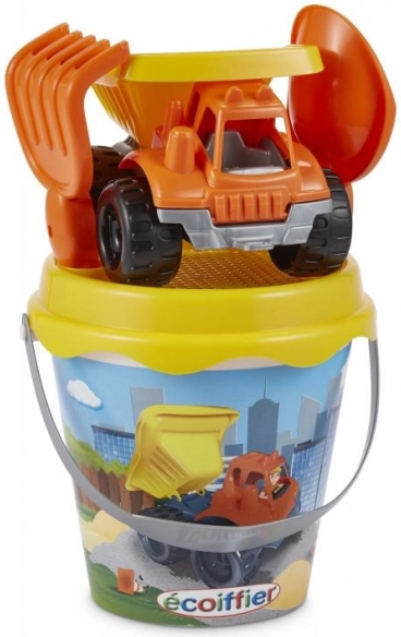 Cubito para arena con camión de construcción y accesorios 17 cm