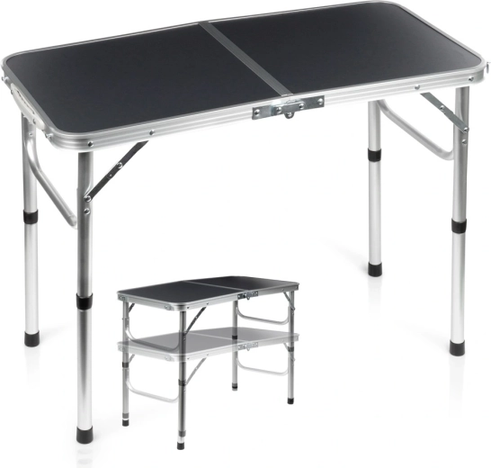 Mesa turística plegable Vilde 2 en 1 color grafito 80 × 40 cm