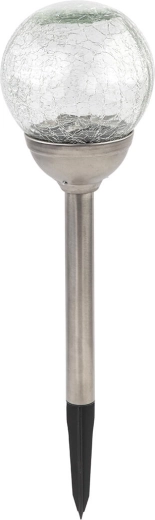 Lámpara solar de jardín esférica de 12 cm, acero inoxidable y vidrio, 2 LED