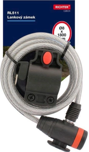 candado de cable 8 × 1800 mm con 2 llaves RICHTER