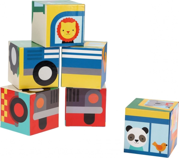 Petit Collage cubos de vehículos con animales