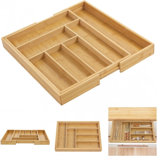 Organizador de cajón para cubiertos de bambú extensible GreenBlue