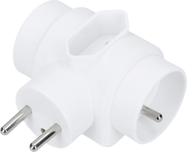 Solight adaptador múltiple para enchufe 1× 2,5 A + 2× 10 A, blanco - 1 unidad