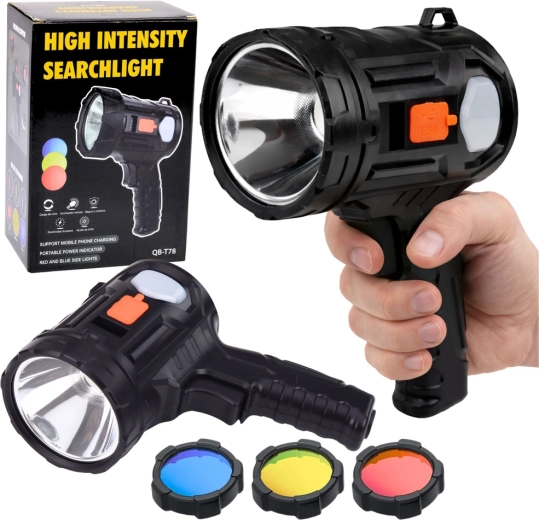 Reflector LED portátil solar con 6 modos y filtros intercambiables 19 cm