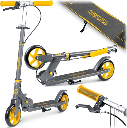 Patinete infantil plegable RICOKIDS Kodi gris-naranja con frenado de mano y de pie