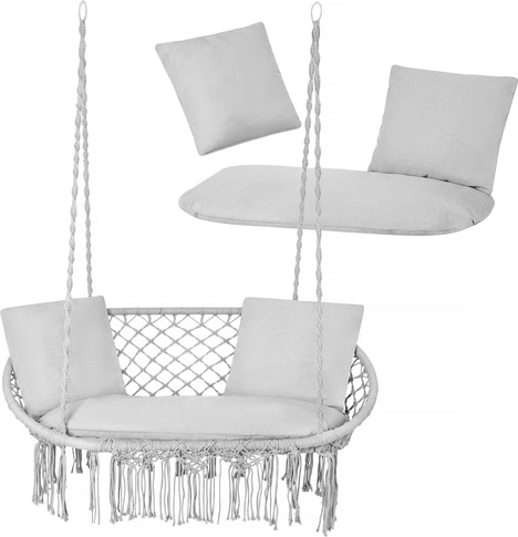 Juego de cojines para sillón colgante doble tipo “nido” GARDLOV – gris