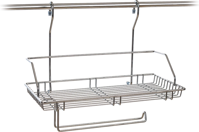 Estante colgante con soporte para paños VARIELLA, 40 × 34 × 21 cm, cromado