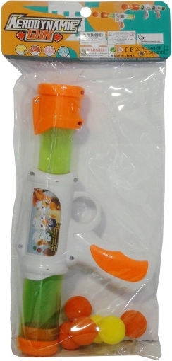 Pistola de plástico con bolitas de espuma