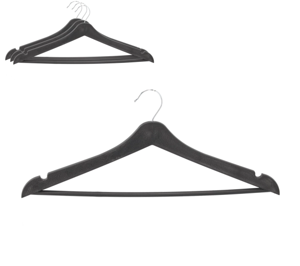 Juego de 3 perchas aterciopeladas para ropa, gancho giratorio 360°, negras