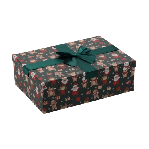 Caja de regalo navideña con lazo verde 28,5 × 20 × 8,5 cm - 1 pieza