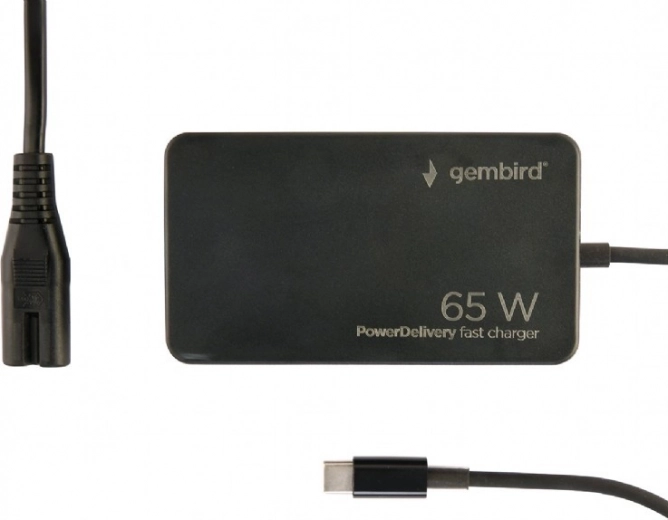 Cargador universal USB‑C de 65 W con carga rápida, negro