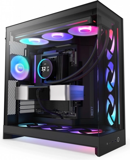 Caja de PC NZXT H9 Flow RGB con ventana, negra