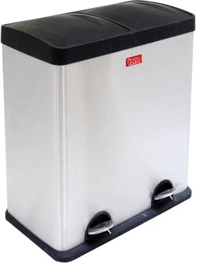 Papelera de acero inoxidable con pedal para residuos clasificados TORO 60 l