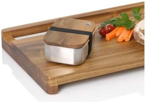 Caja integrada de acero inoxidable con tapa de madera