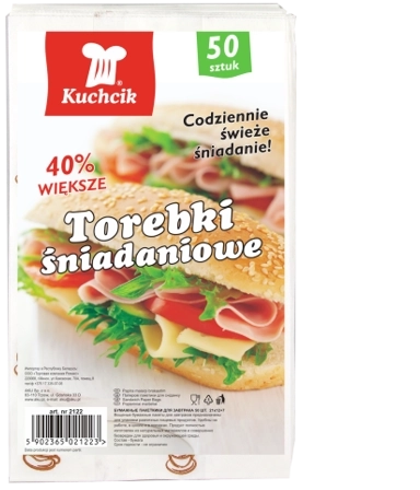 Bolsas de papel para desayuno KUCHCIK 21 × 12,5 × 7 cm, 50 uds.