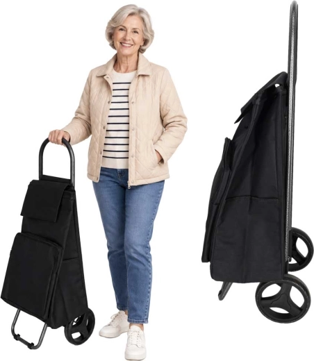 Carrito de compra con bolsa térmica, negro