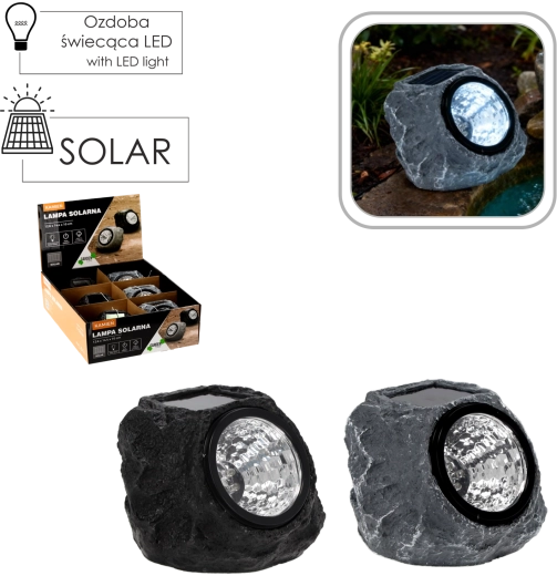 Luz solar de jardín con imitación de piedra 12,6 × 14,4 × 10 cm