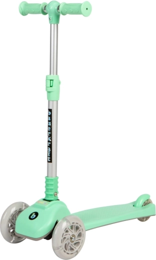 Patinete infantil de equilibrio plegable de tres ruedas con ruedas LED luminosas – verde menta