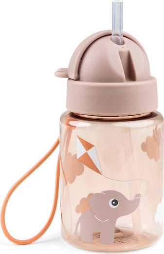 Botella con pajita plegable y protección contra derrames