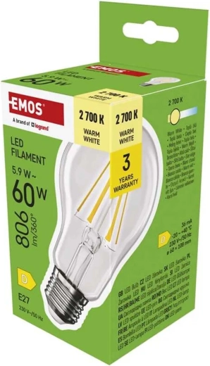 Bombilla LED Filament A60 E27 5,9 W 806 lm blanco cálido