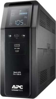 Sistema de alimentación ininterrumpida (UPS) APC Back‑UPS Pro 1200VA (720 W) con AVR y LCD, 6× C13