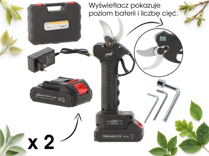 Tijeras de jardín a batería 21 V, corte de hasta 30 mm