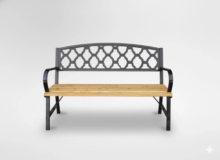 Banco de jardín 120 cm de madera y acero