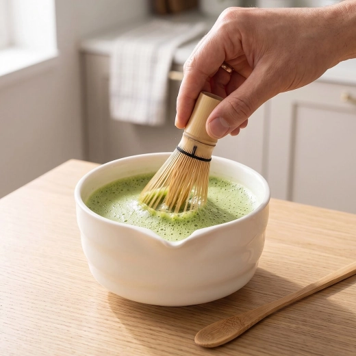Batidor de bambú para una espuma fina y una consistencia suave