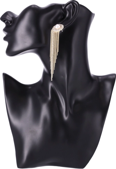 Pendientes largos con cristales colgantes - dorado