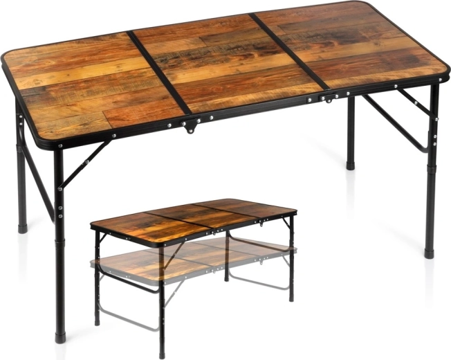 Mesa turística plegable Vilde 2 en 1 con altura ajustable 120 × 60 cm