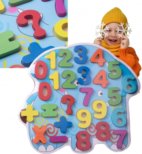 Puzle numérico de madera para niños – elefante