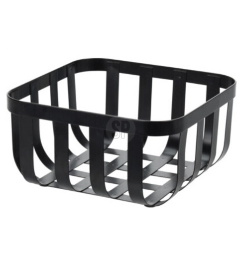 Cesta metálica cuadrada para fruta 19 × 19 × 9 cm – negro mate, loft industrial