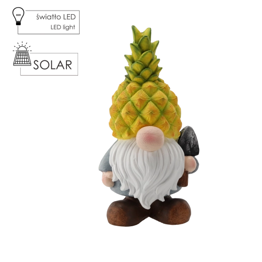 Figura de jardín: gnomo piña con iluminación LED solar 40 cm
