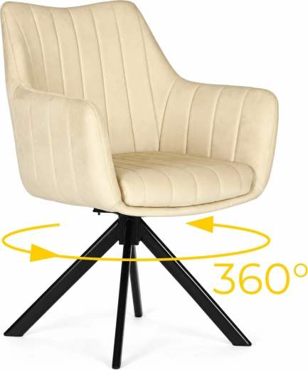 Silla de comedor giratoria de terciopelo ModernHome beige
