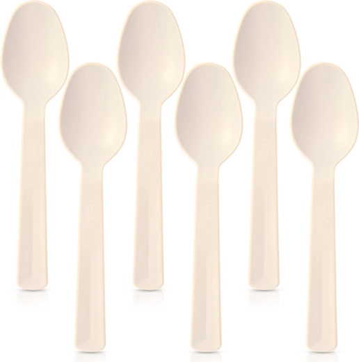 Cucharas de mesa de plástico SANDY, color crema, 6 uds.