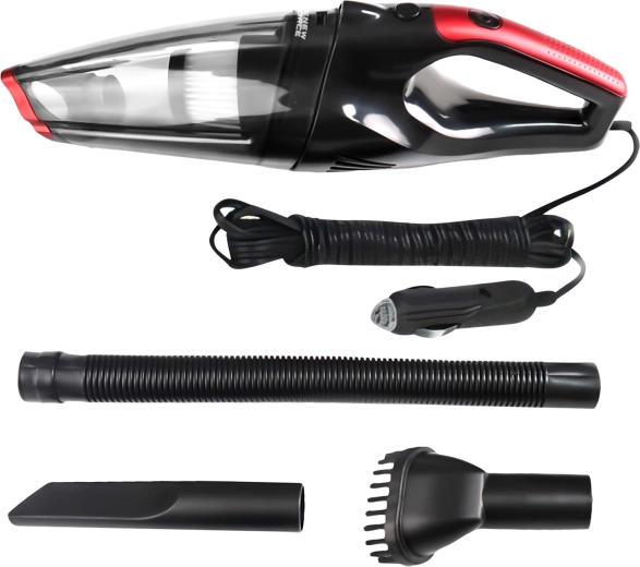 Alimentación 12 V y cable largo para una limpieza cómoda del coche