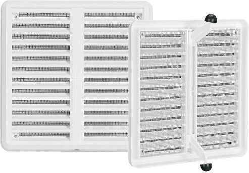 Rejilla de ventilación con malla y tapa ajustable 150 × 150 mm, blanca