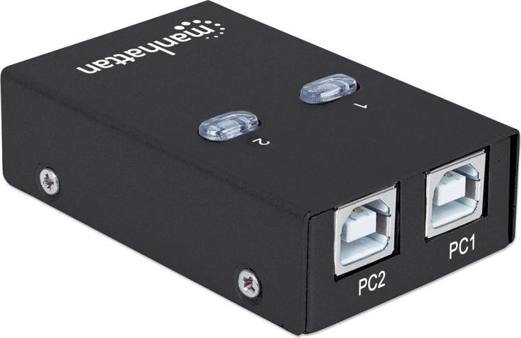 Conmutador automático USB 2.0 para compartir 1 dispositivo entre 2 PC MANHATTAN