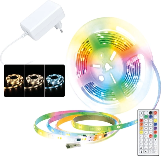 Tira de luz LED Solight RGB + 3CCT con mando a distancia, 5 m
