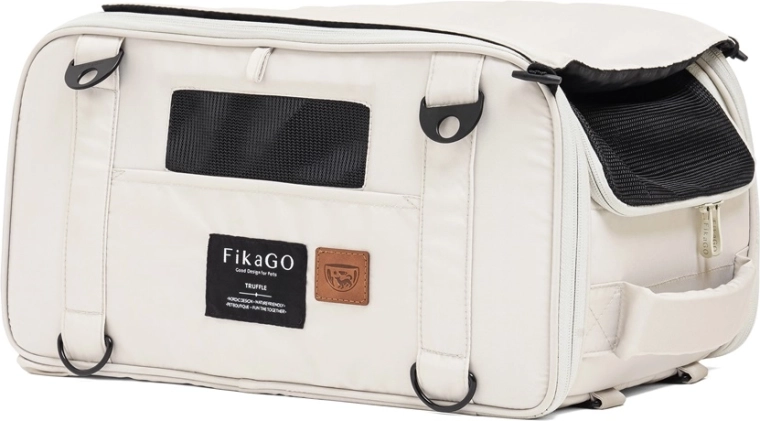 Transportín de viaje FikaGO para perros y gatos truffle creamy cloud