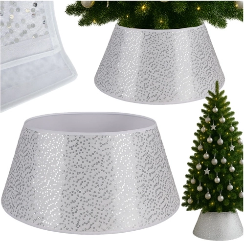 Collar decorativo para árbol de Navidad 60 x 22 cm plateado-blanco Ruhhy
