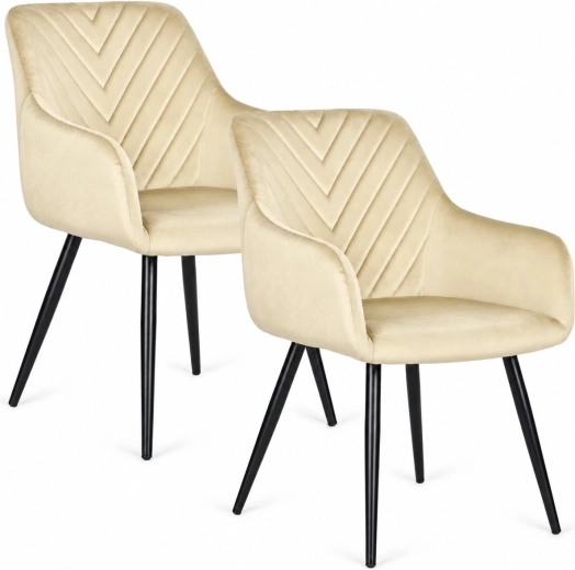 Juego de 2 sillas tapizadas de terciopelo ModernHome beige