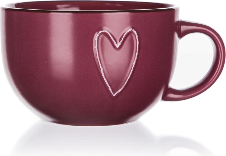 Taza jumbo de cerámica Heart 730 ml burdeos